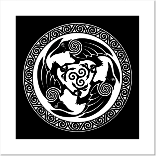 Celtic Spirals Ravens Triskele Posters and Art